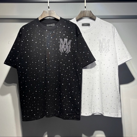 AMIRI Other - AMIRI Black & White Crystal Logo Short Sleeve Tee